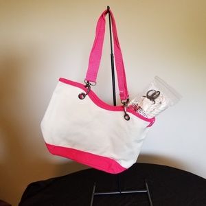 Thirty-One pink Canvas Crew Mini & extra straps